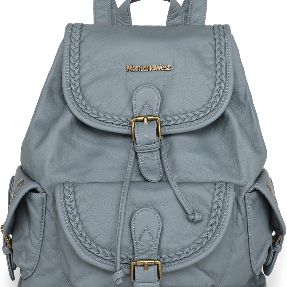 Montana West Gray Vintage Backpack with Braided Trim
